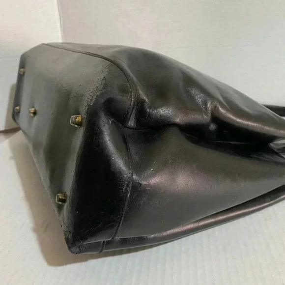 Gucci vintage black leather satchel handbag - Picture 4 of 15